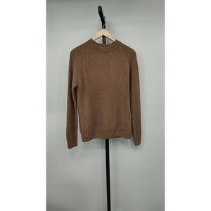 Quince Men Mongolian Cashmere Fisherman Crewneck Sweater Teak Sleeved Top S